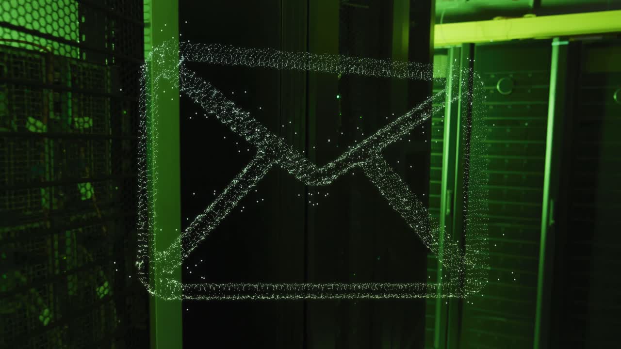 아이콘과 데이터 처리를 통해 컴퓨터 서버를 통해 연결의 애니메이션