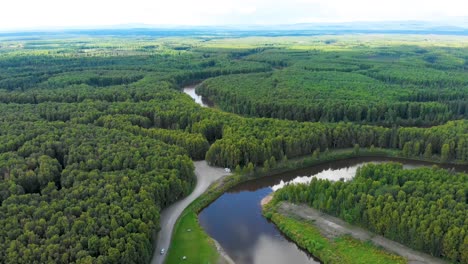 4K-Drone-Video-of-Chena-River-near-North-Pole,-Alaska