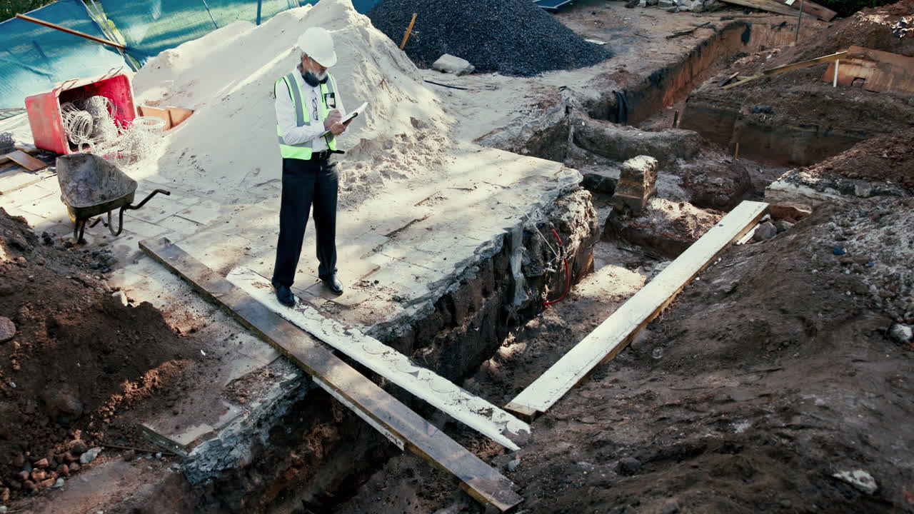 inspección del sitio de construcción