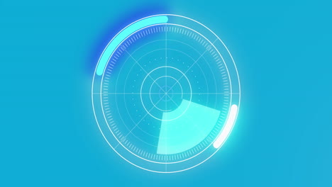 animación de escaneo y procesamiento del alcance sobre fondo azul