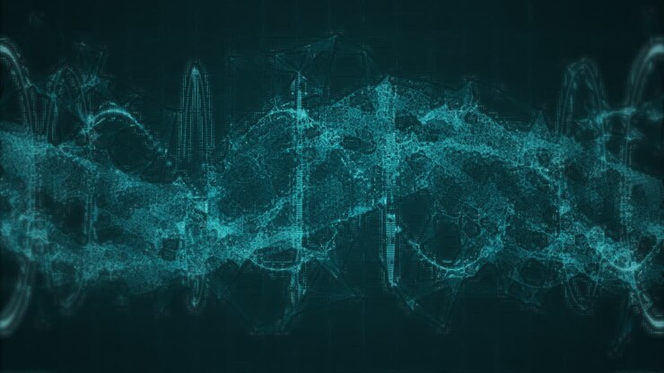 Animation of a digital glowing blue 3d double helix DNA