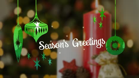 Seasons-Greetings-written-in-front-of-defocused-candles-and-Christmas-tree