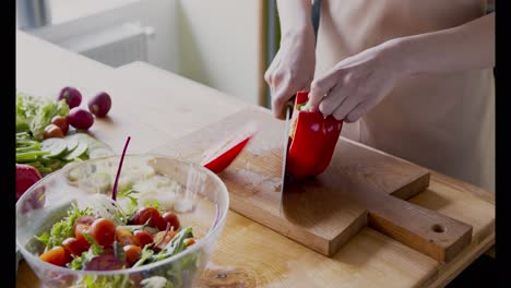 preparing a healthy salad