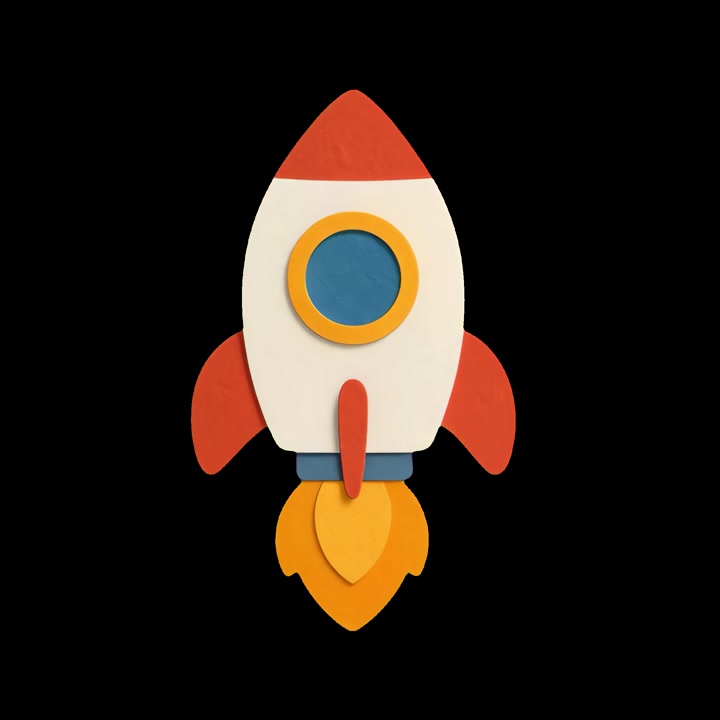 Paper Cutout Style Rocket Ship Animation