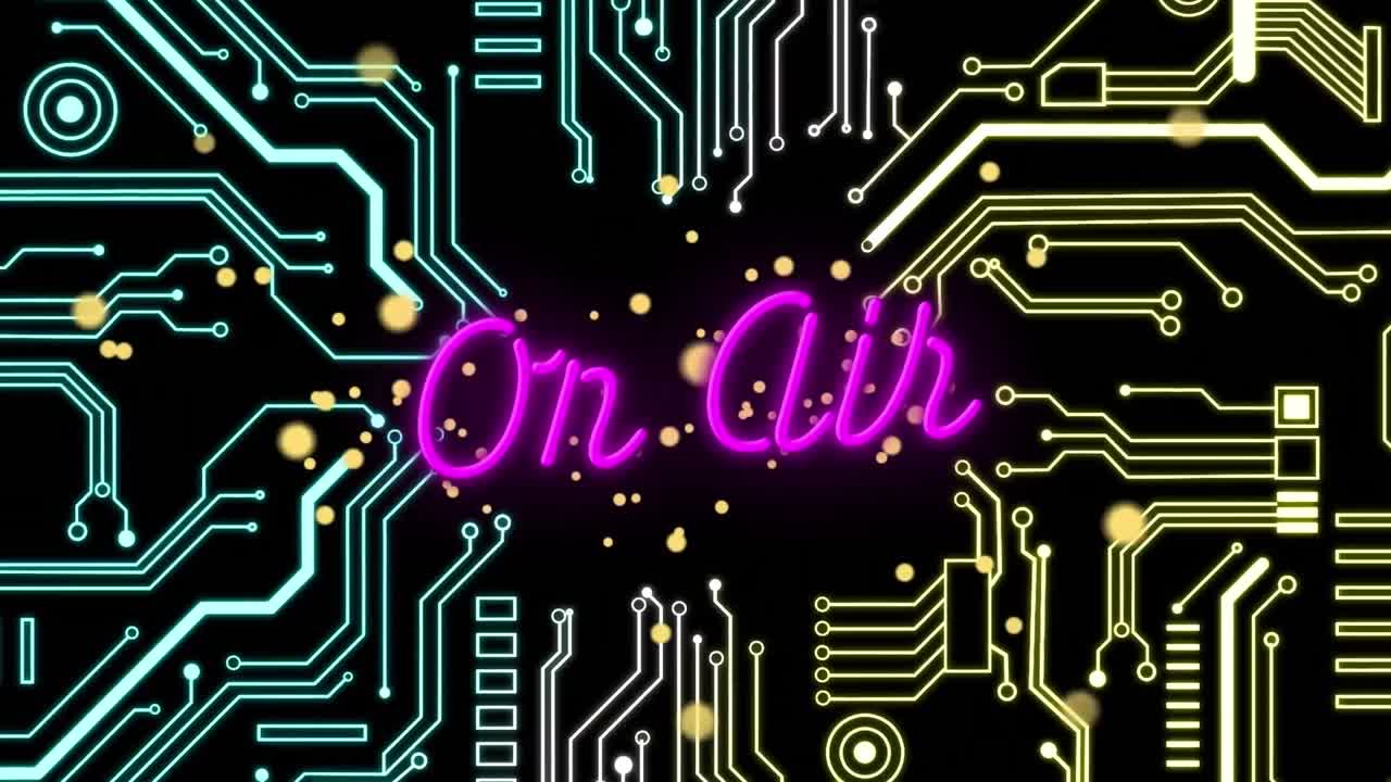 animación de texto de neón en el aire a través de una red de conexiones