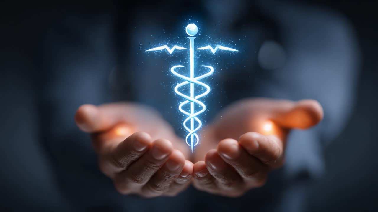 Symbol of Healing: A Dynamic Representation of the Medical Caduceus Captured in Holding Hands, Signifying Health, Care, and Compassion in Modern Medicine
