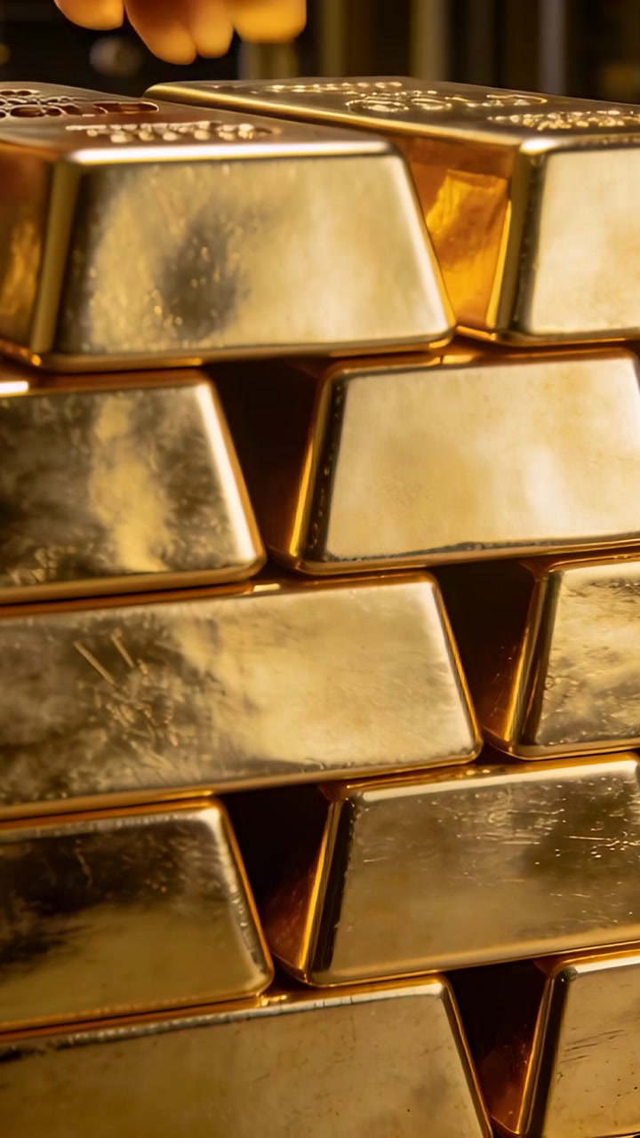 Vertical video: Entering fingertip pressing under top gold bar in closeup, revealing narrow gap