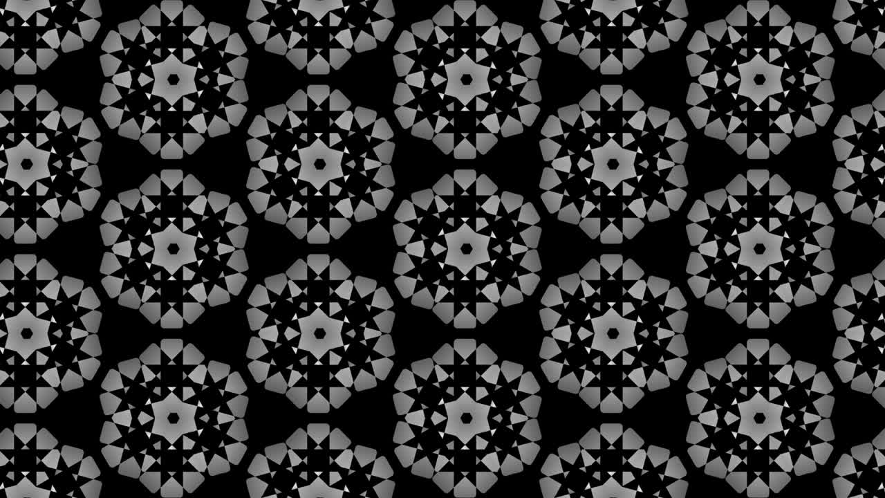 Graphic pattern in black and white with stroboscopic and hypnotic effect, while increasing in size and then reducing it.