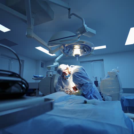 operating theatre. modern equipment in operating room. medical devices for neurosurgery operation. surgery team provides operation