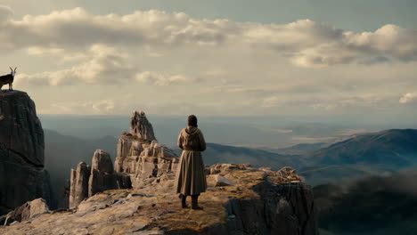 contemplation on a mountain peak