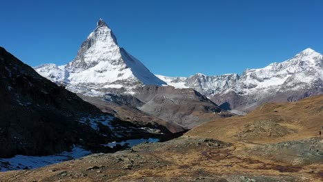 matterhorn peak reflection in stellisee lake in zermatt, switzerland.perfect sunny day, clear sky