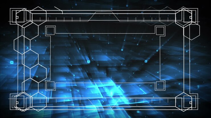 Animation of white frame with markers and hexagons over data processing