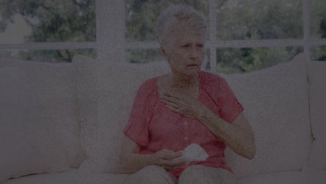 animación de fondo en movimiento sobre una mujer caucásica mayor triste