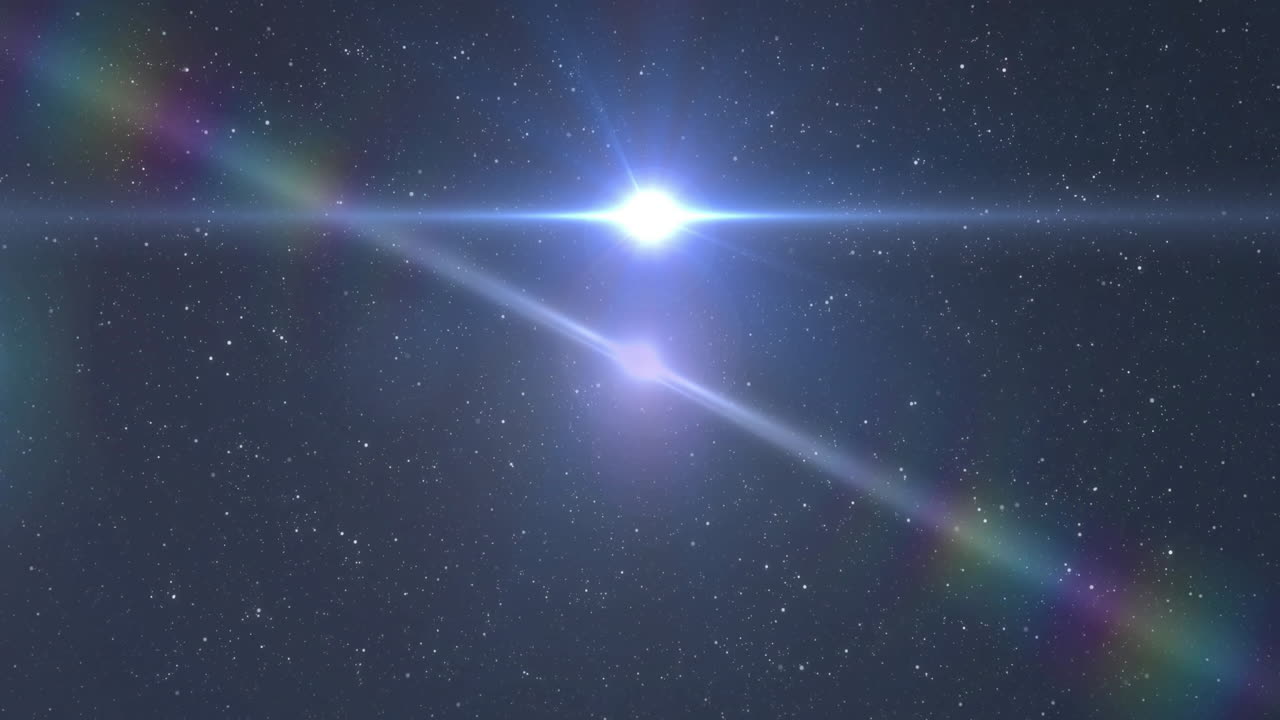 검은 바탕에 있는 빛의 흔적과 별의 애니메이션