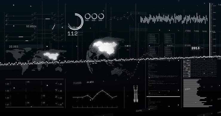 On playback dashboard showing rotating globe while pulsing stream cycling numbers to show timeline