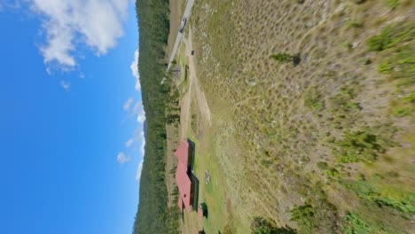 Freestyle-drone-fpv-flying-over-Valle-Nuevo-pyramid-and-reception-structure-in-Dominican-Republic