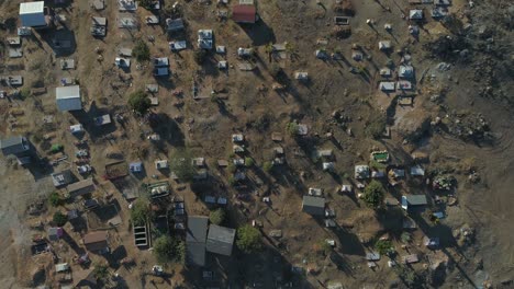 aerial cenital plane shot of a cementery in valle de guadalupe