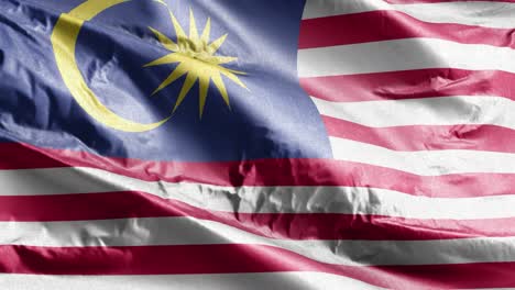 malaysia textile flag waving on the wind loop. malaysian banner swaying on the breeze. fabric textile tissue. full filling background. 10 seconds loop.