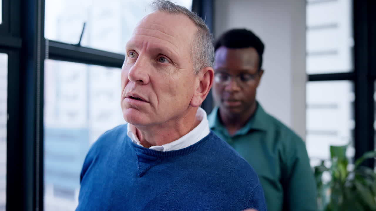 Frustrated, line and senior man waiting for bad