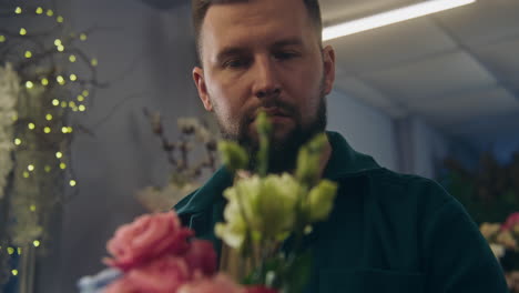 florist working on a bouquet