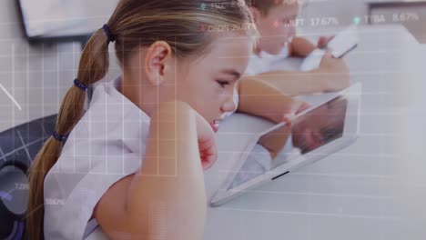 animation of financial data processing over diverse group of diverse pupils