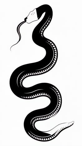 stylized black and white snake illustration