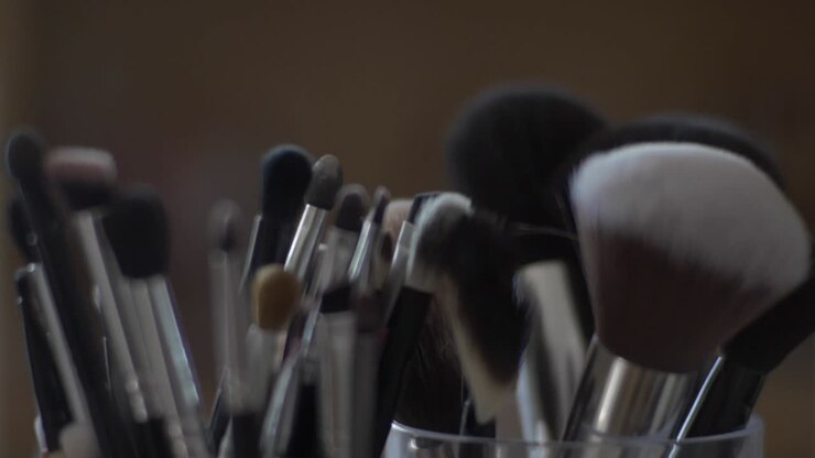 Close Up Shot Of Makeup Brushes
