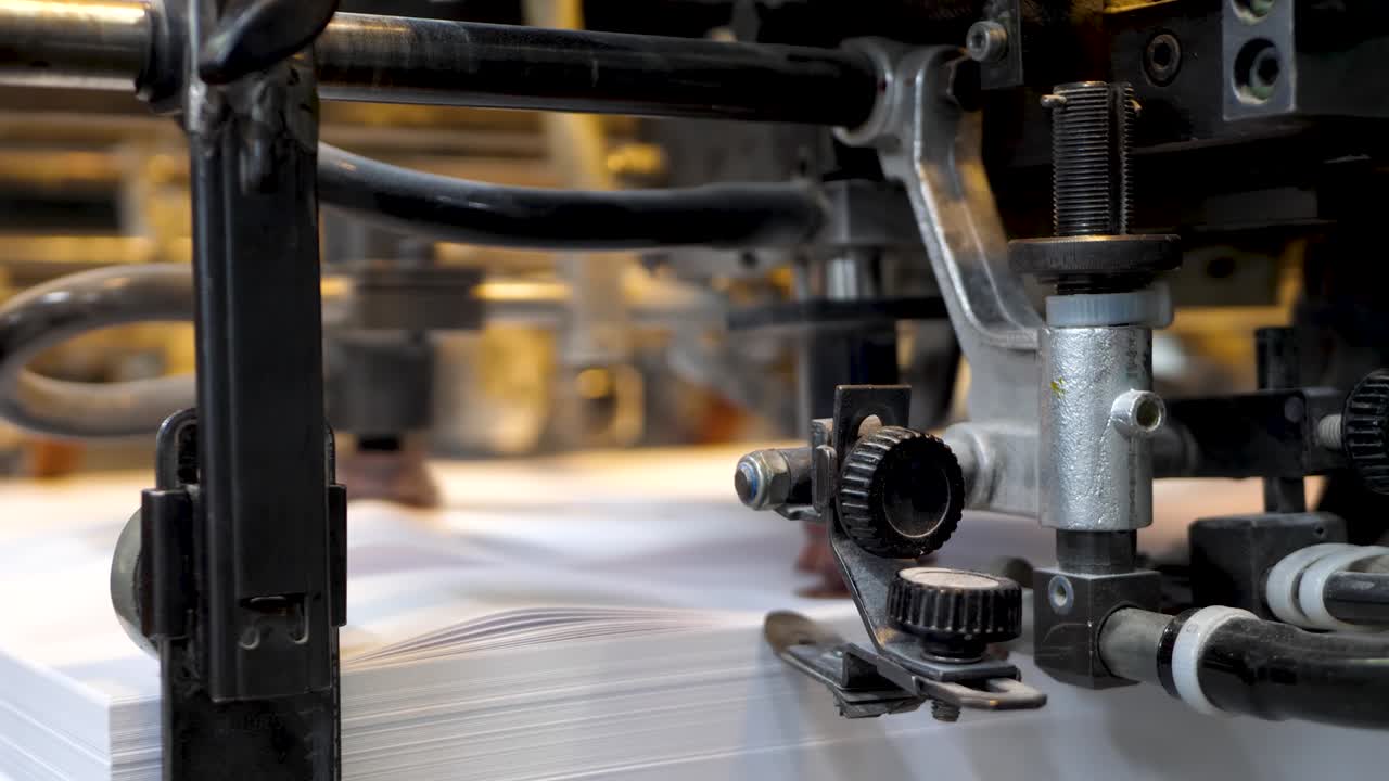 Printing machine print paper in typography