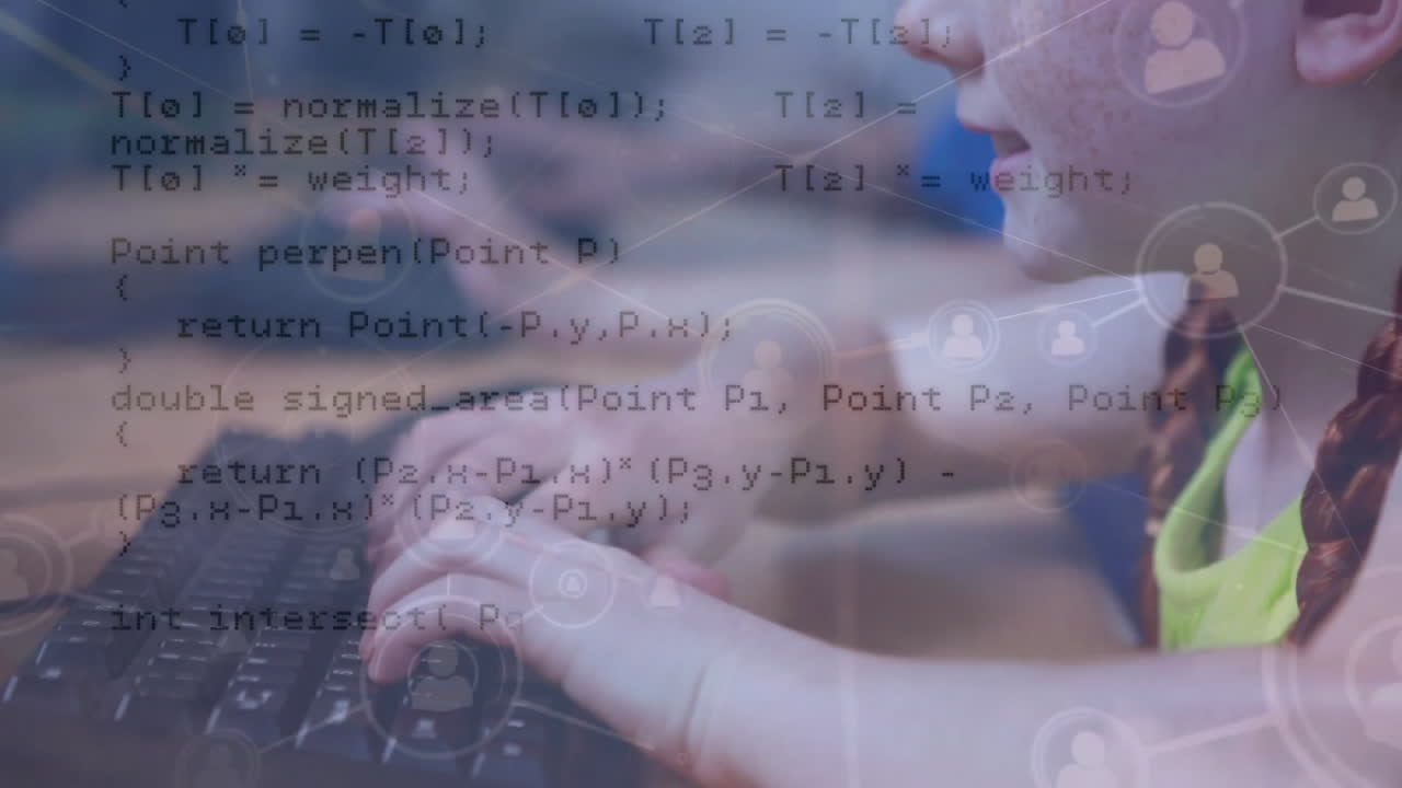 animación del procesamiento de datos en diversos escolares que utilizan computadoras