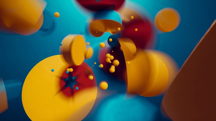 Camera moving through tunnel carrying viewer deeper, yellow discs emitting spheres block intruding