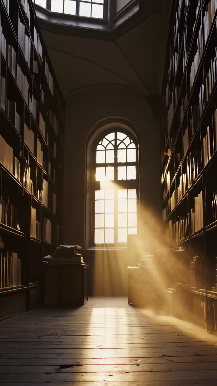 Sunlight Streaming Through a Grand Library