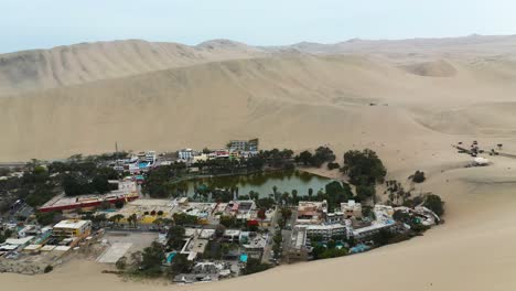 Huacachina-Village-in-the-Peru-Sand-Dunes---Aerial-Flyaway