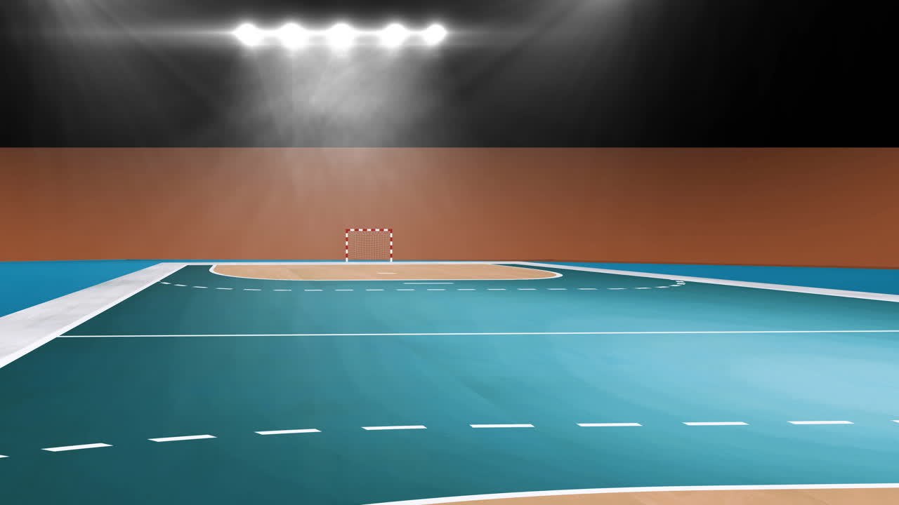 animación de un estadio deportivo de balonmano con iluminación