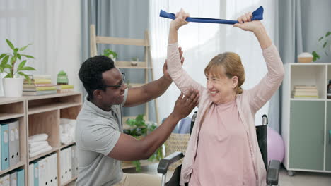 happy senior woman with disability