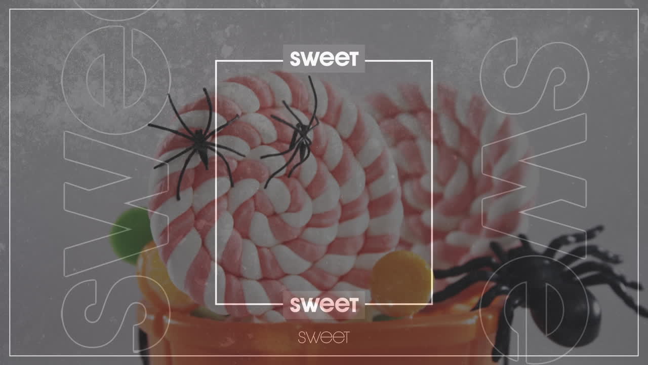 animación de texto dulce sobre sacudida con dulces