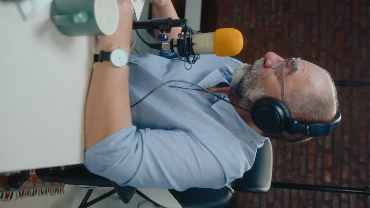 Podcast Host Recording an Interview