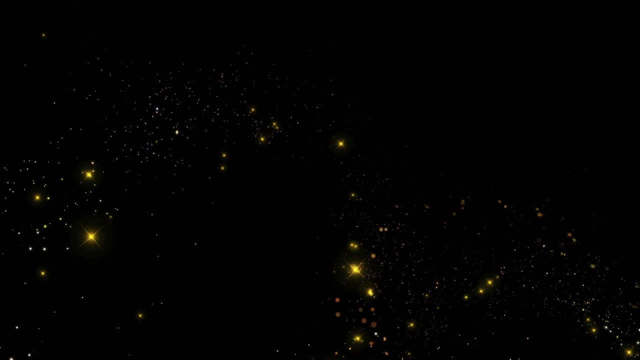 4K Loop Animation Golden particles and sparkles gold glitters. Bokeh ...