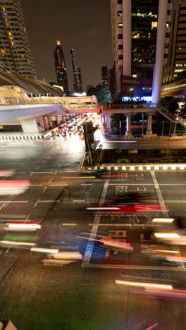 timelapse of rush hour traffic in central bangkok in vertical