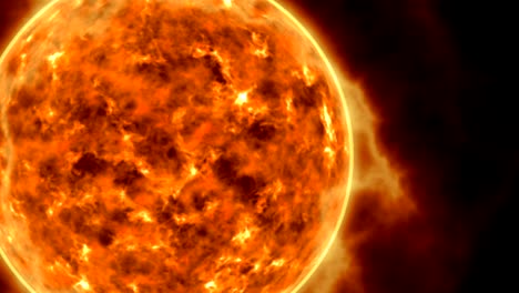 sun star surface with solar flares, burning of sun animation 3d rendering