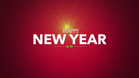 Feliz-Año-Nuevo-Con-árboles-Y-Brillos-Voladores-En-Degradado-Rojo