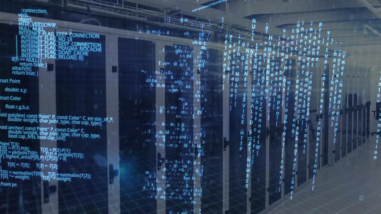 Animation of data processing and digital information flowing