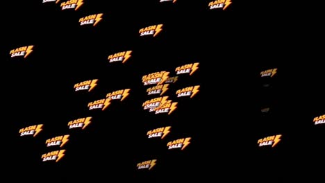 illustration animation cartoon of icon yellow flash sales text raindrop effect with black screen background