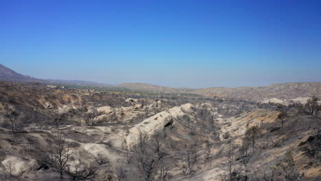 thousands of acres burned to ash in southern california's bobcat wildfire - aerial view of the destruction