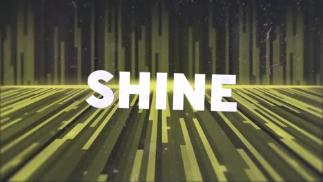 animation of shine in white and colourful text over moving yellow floor and wall