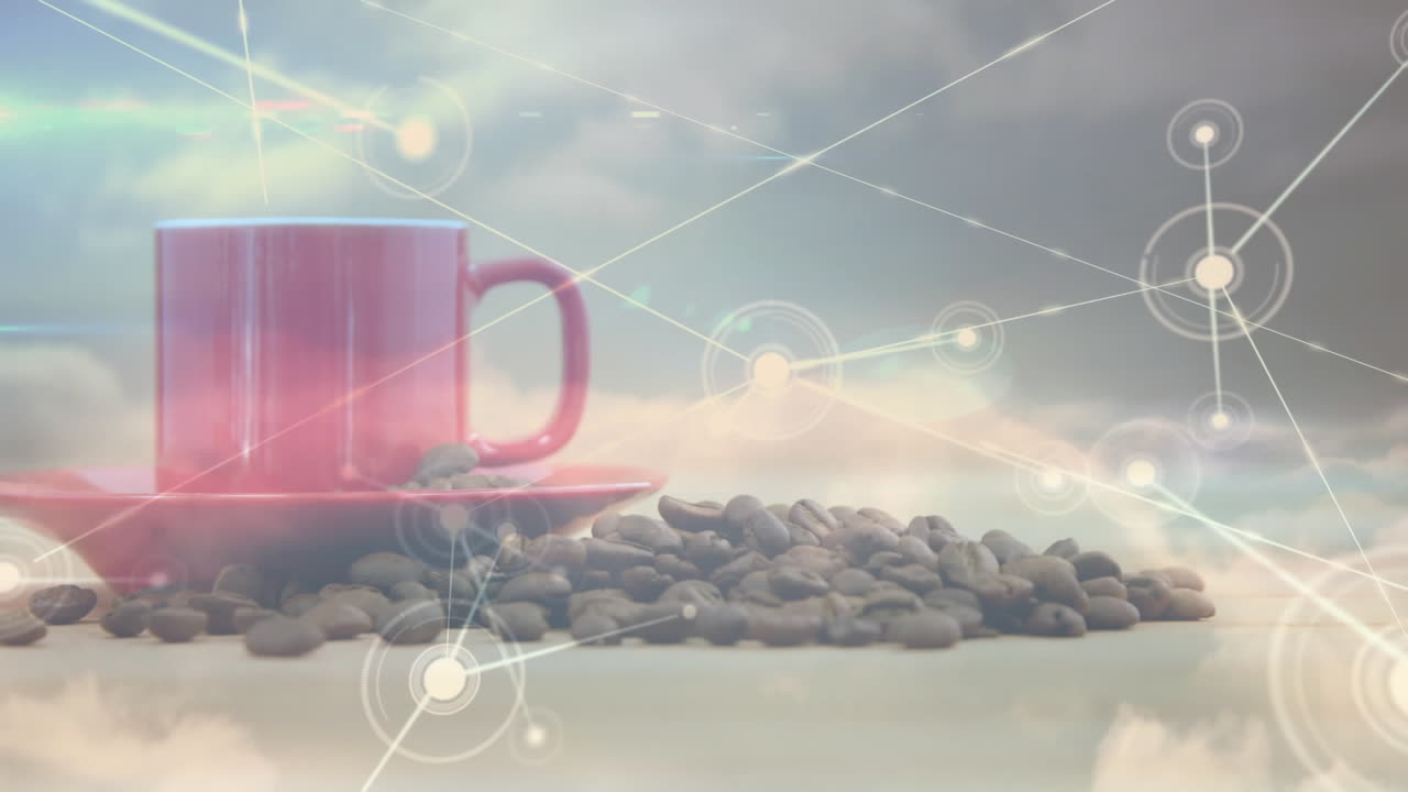 커피 한 잔을 통해 연결 네트워크의 애니메이션