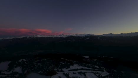 Twilight-of-the-mountains-around-the-Crans-Montana-ski-resort,-Swiss-Alps,-Switzerland