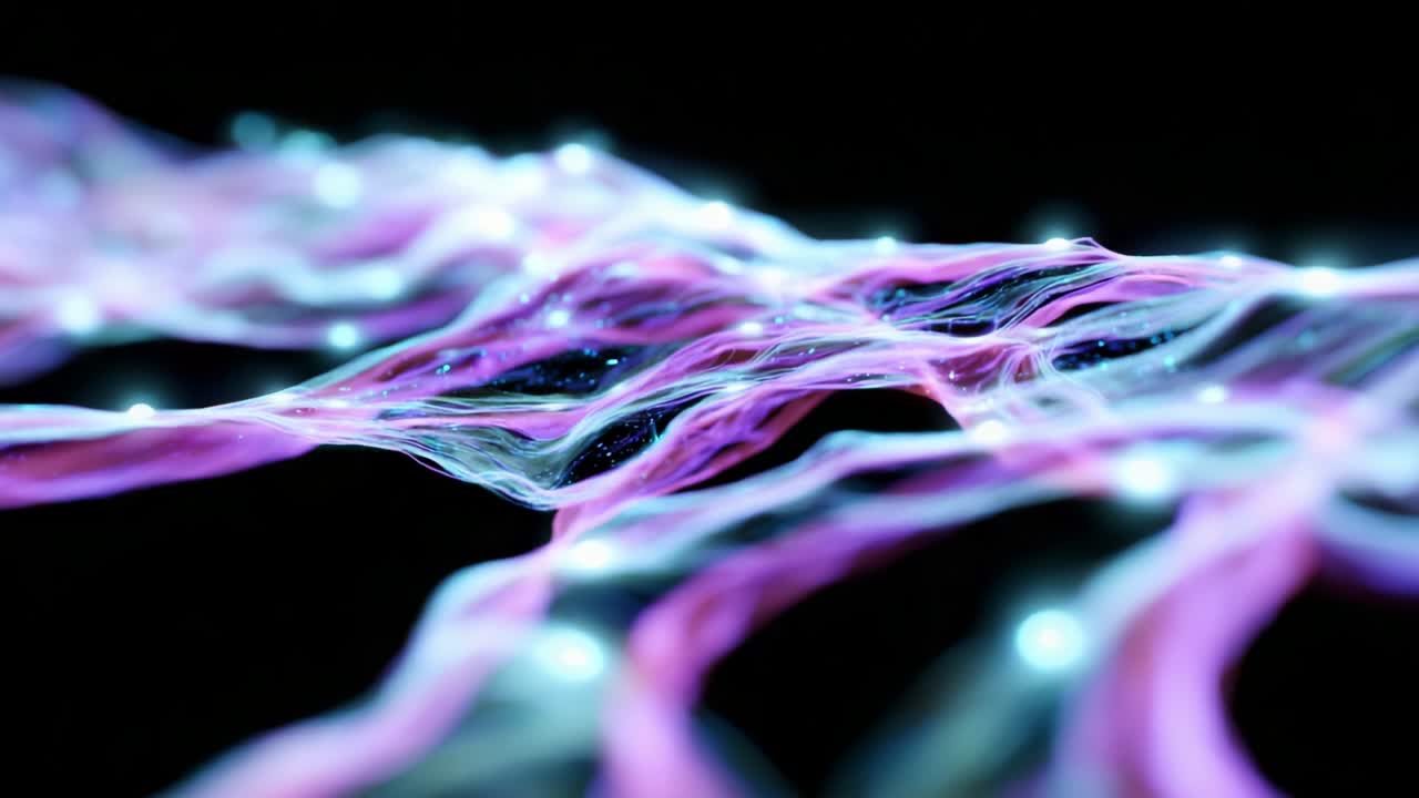 A Mesmerizing Digital Wave of Colorful Abstract Patterns and Light Reflections - An Exploration of Connectivity and Fluid Energy Flow in Futuristic Digital Art Forms