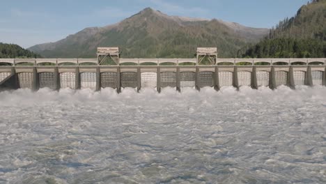 aerial footage of bonneville dam on the columbia river between oregon and washington. shot using dji mavic 3 cine at 24 fps.