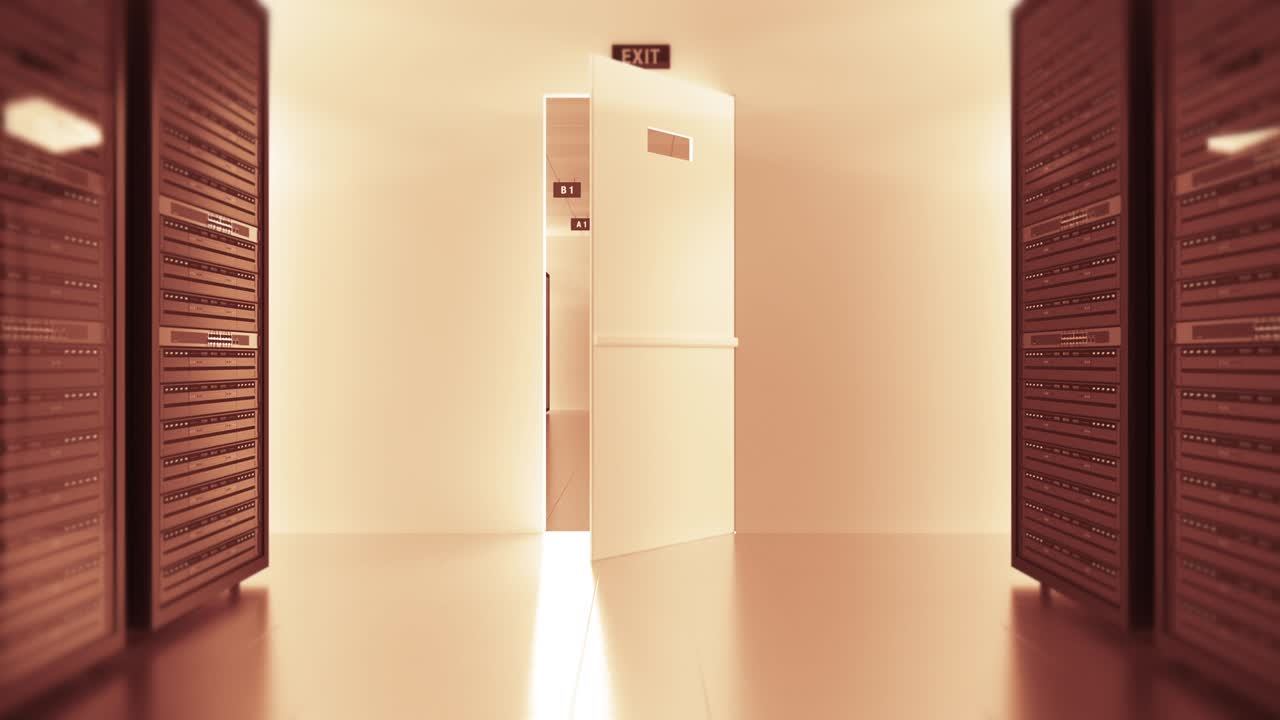 현대적인 데이터 센터의 서버 랙 - 기술 관련 cg - 원활한 루프