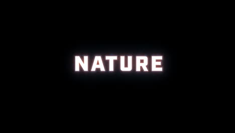 4k text reveal of the word "nature" on a black background